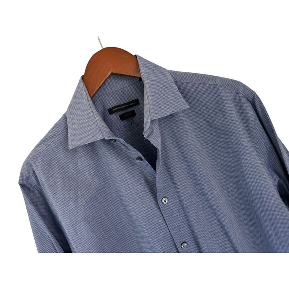 John Varvatos Shirt Button-Down Cotton Textured Gray Purple Long Sleeve Size 16 - Picture 4 of 9